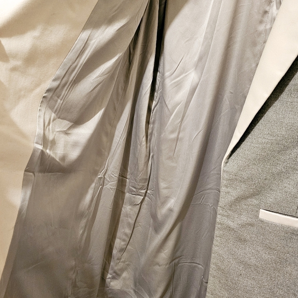 BLDWN Colorblock Long Trench Coat Navy, Crm, Gray - Picture 8 of 9